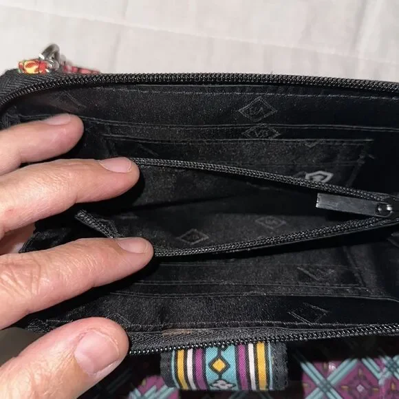 Vera Bradley Iconic RFID Black Multi Quilted Wallet Wristlet Vines Floral - Picture 7 of 12